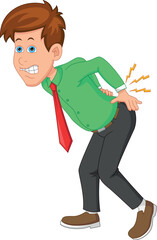 young business backache cartoon