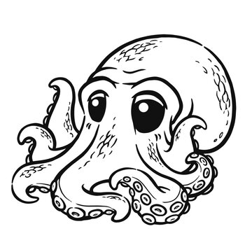 Vector illustration of Cartoon octopus - Coloring book for kids