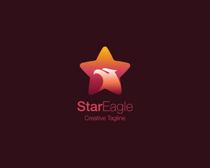 Colorful star with eagle head logo