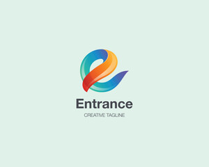 Creative colorful letter e logo gradient