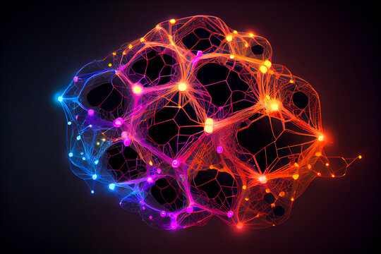 honeycomb shaped neural network illustration, generative AI.