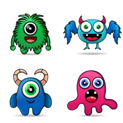 Fotobehang set cute monster colorful design mascot kawaii © hiskia 