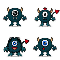 set cute monster design mascot kawaii