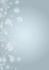 Vector Magical Glowing Background with Silver and Purple Falling Hexagon on Blue. Falling Snow. Glittery Confetti Frame. Christmas and New Year Design. Winter Sky. Summer Sunshine. Water Bokeh Splash.