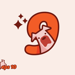 Peeking Dog Numeric 9