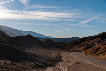Exterior of the landscape near the artists palette drive, in Death Valley National Park.