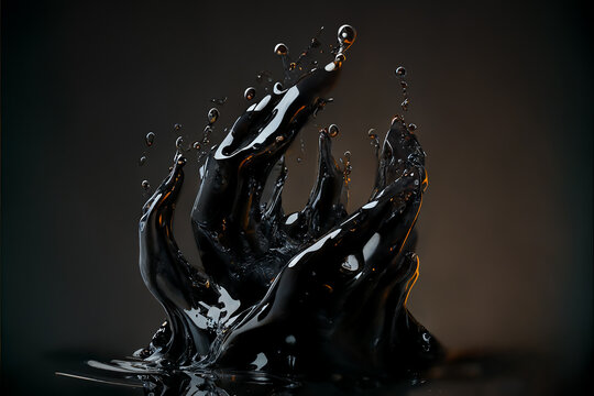 The drop, the oil, the splash of a drop of black oil. 