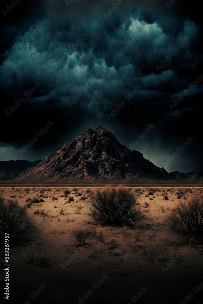 Canvas Prints stormy dark sky in the desert generative ai