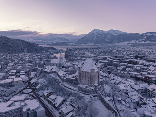 City of thun, switzerland in winter dawn