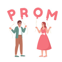 Boy asking girl to prom with balloons semi flat color vector characters. Editable figures. Full body people on white. Simple cartoon style illustration for web graphic design and animation © IMG visuals characte