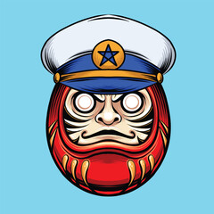 Daruma  japanese mascot logo illustration vector