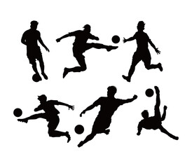 Man playing football, silhouette illustration vector tournament soccer worldcup element team bundle set editable