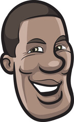 cartoon smiling black man face - PNG image with transparent background