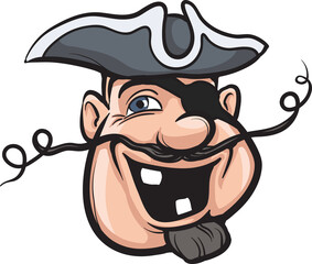 cartoon smiling pirate face - PNG image with transparent background