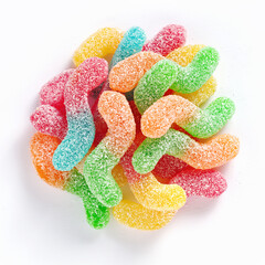Sour tasting colorful gummy worms