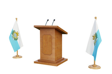 Psd 3d San Marino presidential election podium with flag