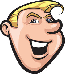 cartoon smiling retro style man face - PNG image with transparent background