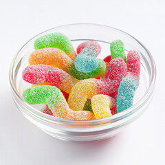 Sour tasting colorful gummy worms