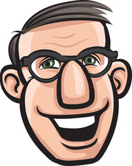 cartoon smiling scientist face - PNG image with transparent background