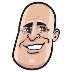 people profile person isolated face of happy bald man - PNG image with transparent background