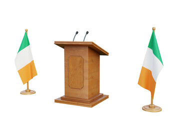 Psd 3d Ireland presidential election podium with flag