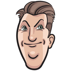 people profile person isolated face of happy funny man - PNG image with transparent background