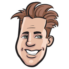 people profile person isolated face of happy smiling man - PNG image with transparent background