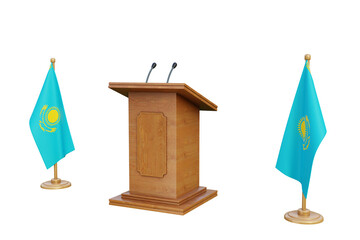 Psd 3d Kazakhstan presidential election podium with flag