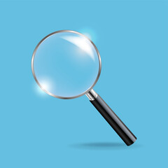 Magnifying Glass And Blue Background