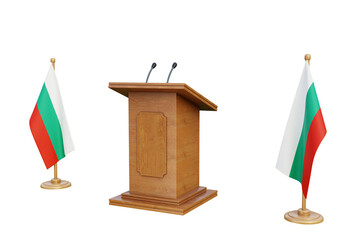 Psd 3d Bulgaria presidential election podium with flag