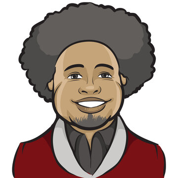 user profile person portrait of black afro hair man - PNG image with transparent background