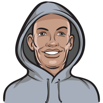 user profile person portrait of black young man hoodie - PNG image with transparent background
