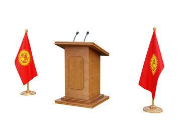 Psd 3d Kyrgyzstan presidential election podium with flag