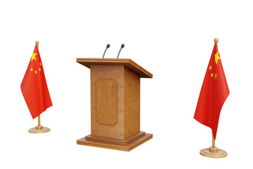Psd 3d China presidential election podium with flag