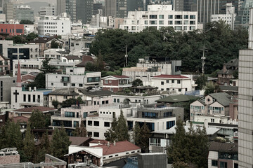 Fototapeta na wymiar Apartment Landscape in Seoul, Korea