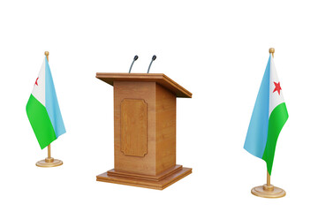 Psd 3d Djibouti presidential election podium with flag
