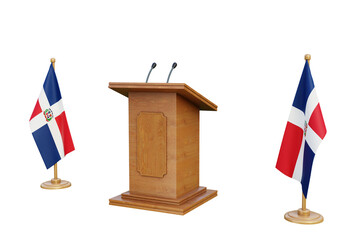 Psd 3d Dominican Republic presidential election podium with flag