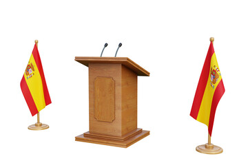 Psd 3d Spain presidential election podium with flag