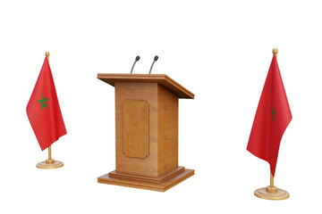 Psd 3d Morocco presidential election podium with flag