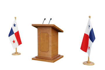 Psd 3d Panama presidential election podium with flag