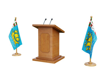 Psd 3d Saint Pierre and Miquelon presidential election podium with flag
