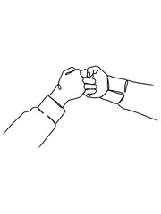 One continuous line of hand holding.