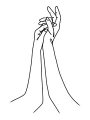 One continuous line of hand holding.