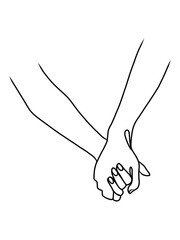 One continuous line of hand holding.