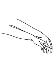 One continuous line of hand holding.