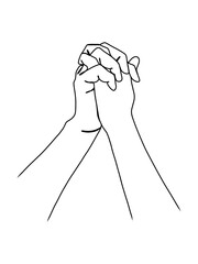 One continuous line of hand holding.