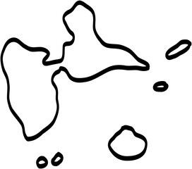 doodle freehand drawing of guadeloupe map.
