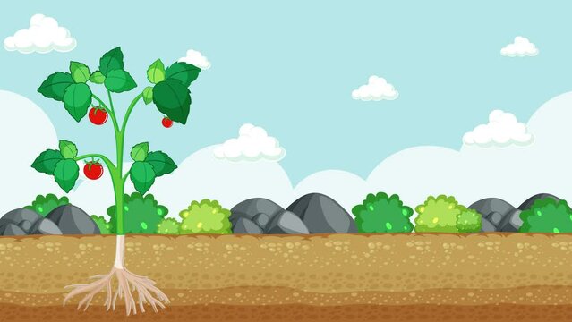 2D animation showing parts of a tomato flower
