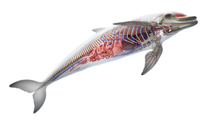 3D rendered illustration of a dolphin's internal organs