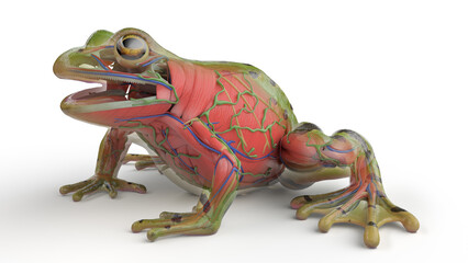 3D rendered illustration of a frog's muscular system